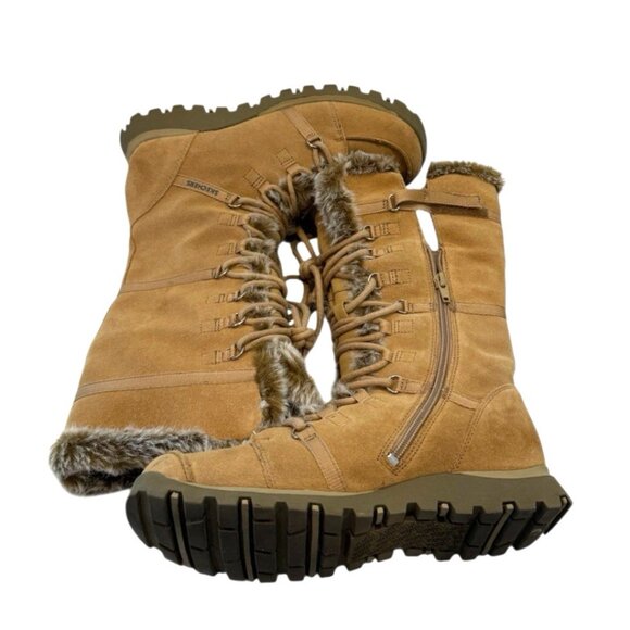 Skechers Boots Womens Grand Jams Unlimited Sand Suede Faux Fur Boho HTF Design 8 - Picture 4 of 10